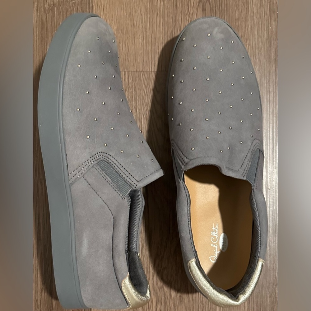 Dr. Scholl's Women's Gray/Gold Studded Slip-On Flats US 11 M - Picture 6 of 13